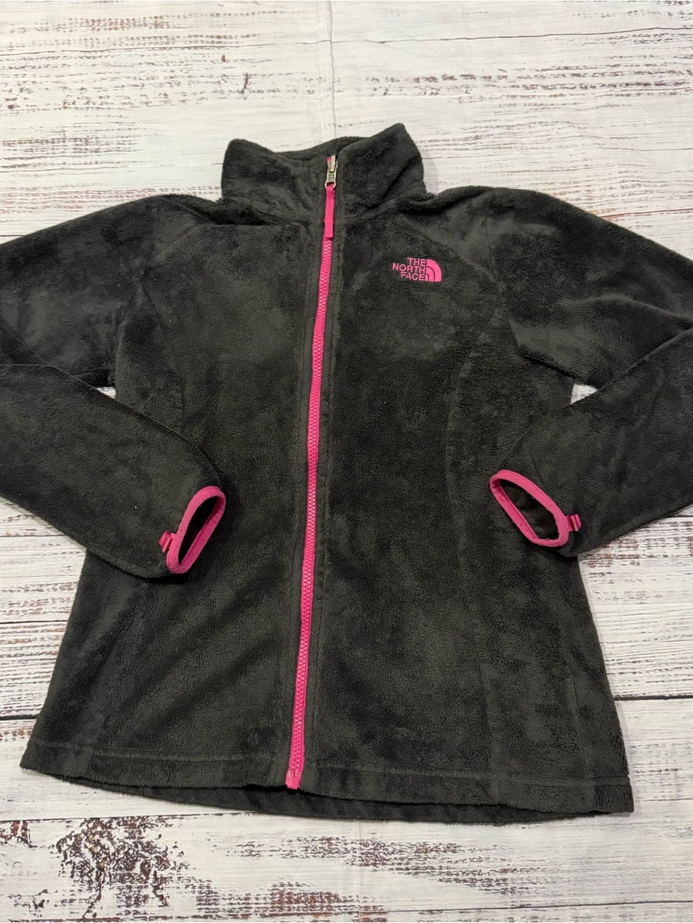 The North Face gray and pink jacket 
size girls youth large (14/16)